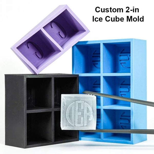 Personalized whiskey ice mold, Monogram ice cube mold, Custom ice